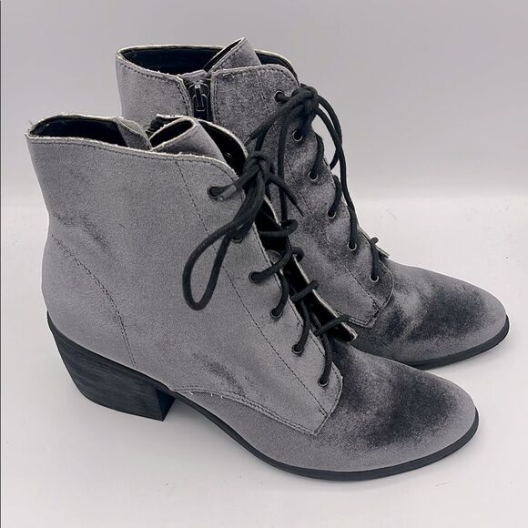 Dolce Vita velvet silver lace up combat bootie - Picture 1 of 6